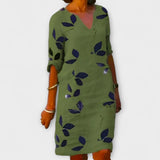 SABINA – Vestido de verano con estampado de hojas