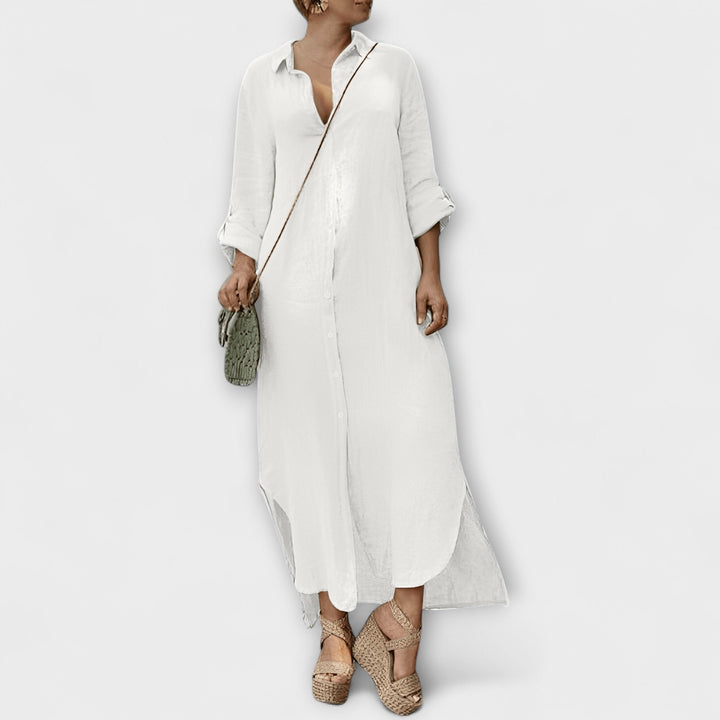 NEVE – Vestido de camisa de lino para mujer