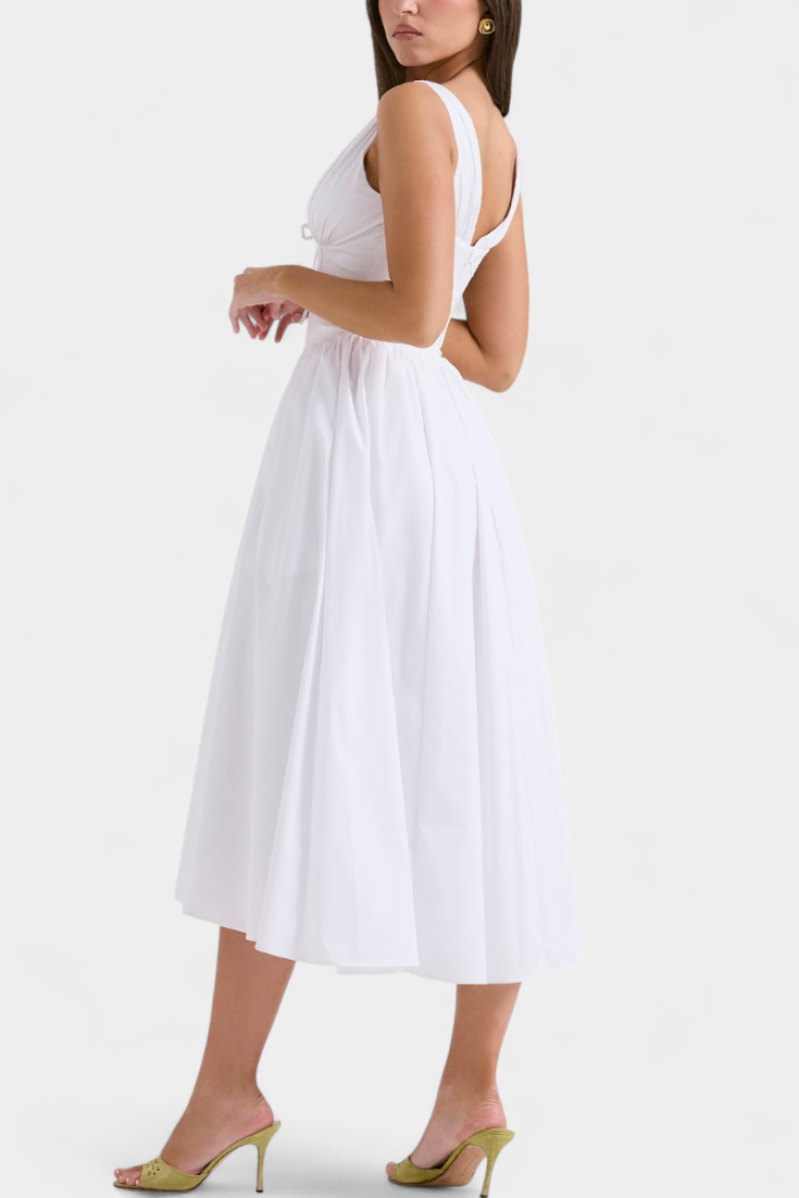 MARGIE – Vestido Midi de Escote en V y Estampado Floral Romántico