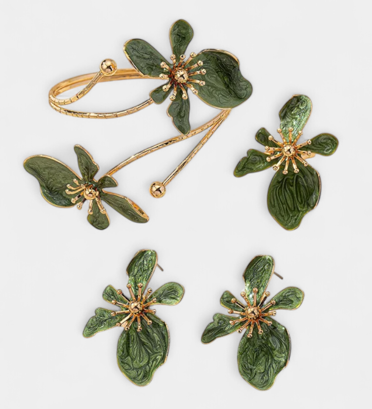 ELIN – Set de Accesorios Florales: Pulsera + Pendientes + Anillos
