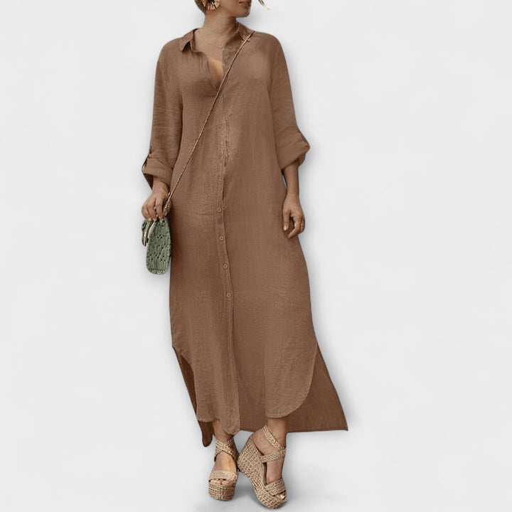 NEVE – Vestido de camisa de lino para mujer