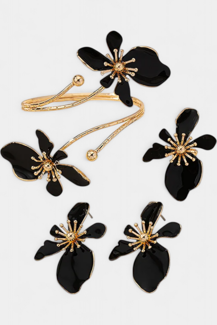 ELIN – Set de Accesorios Florales: Pulsera + Pendientes + Anillos