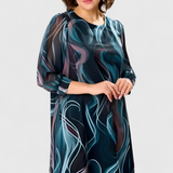 ALMIRA – Vestido de Gasa con Estampado Ocean Whirl y Corte Fluido