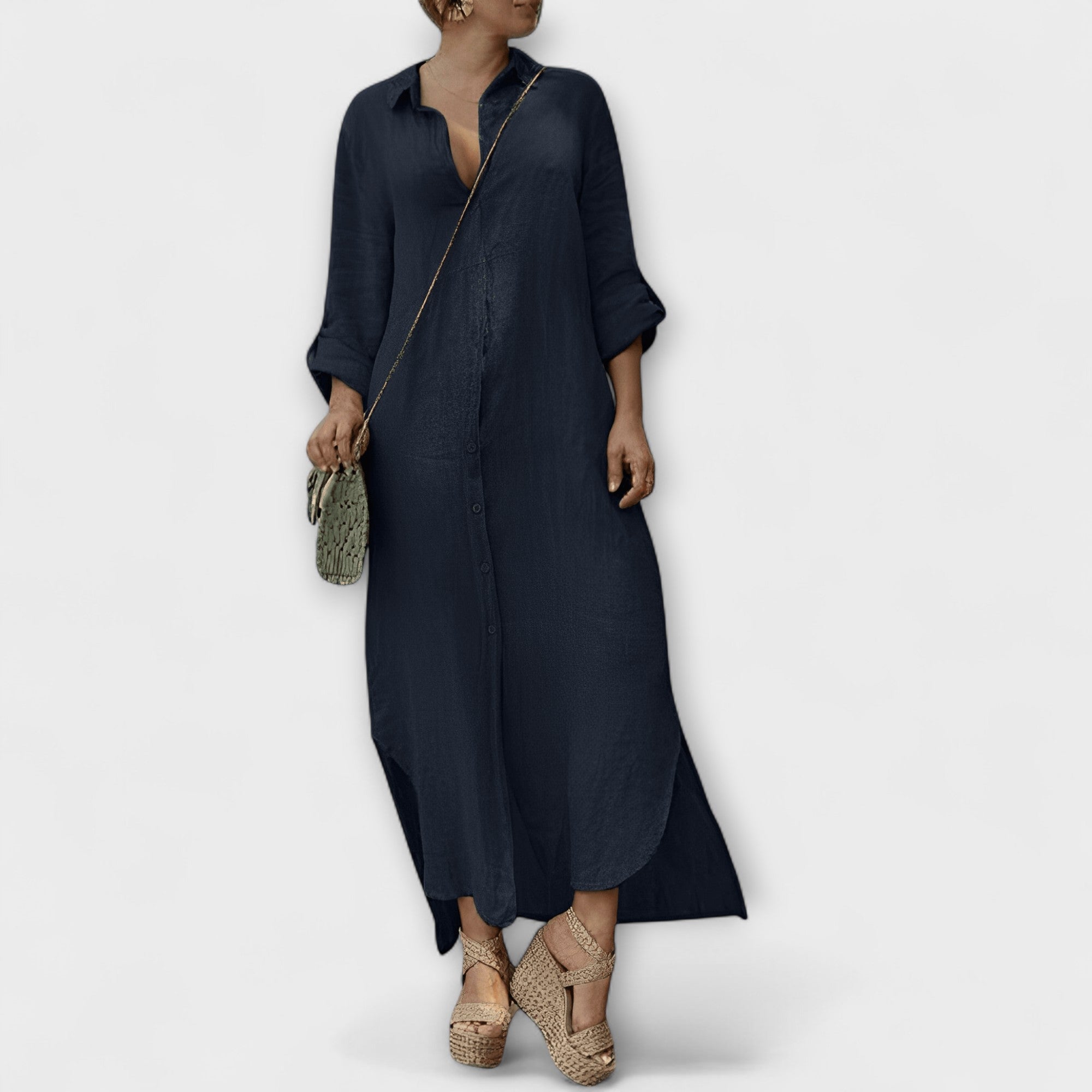 NEVE – Vestido de camisa de lino para mujer