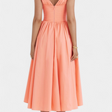 MARGIE – Vestido Midi de Escote en V y Estampado Floral Romántico