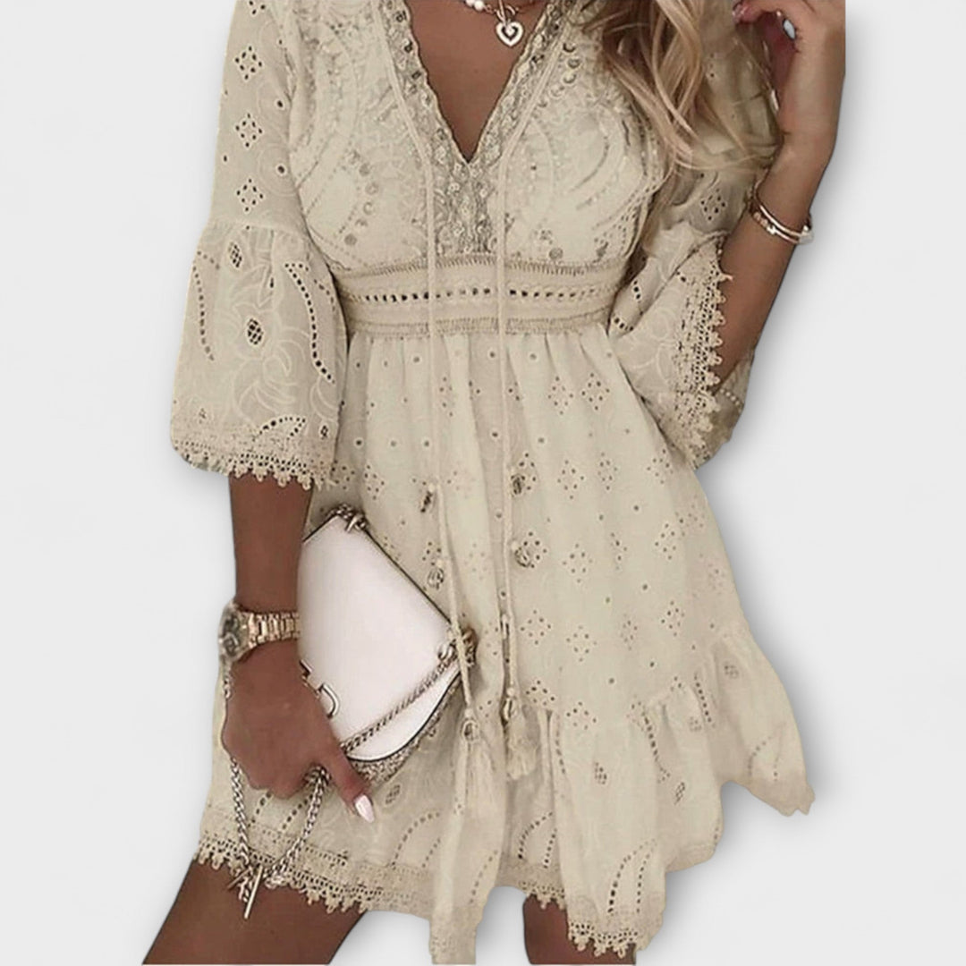 PRISILLA – Vestido de Verano Corto Boho Ibiza