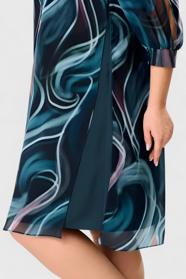 ALMIRA – Vestido de Gasa con Estampado Ocean Whirl y Corte Fluido