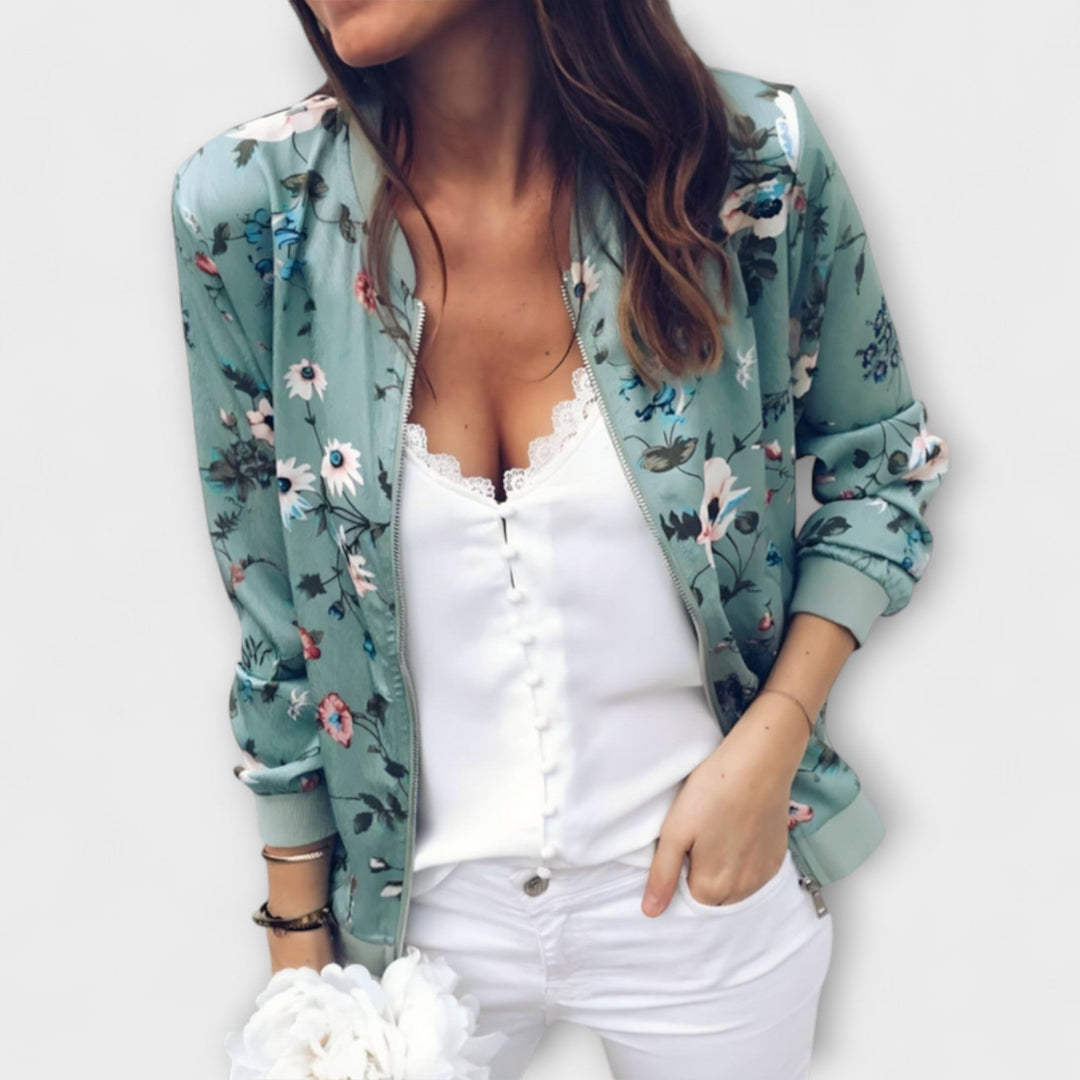 ANDREIA – Chaqueta bomber elegante con patrón floral