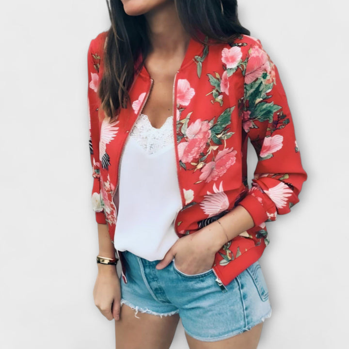 ANDREIA – Chaqueta bomber elegante con patrón floral