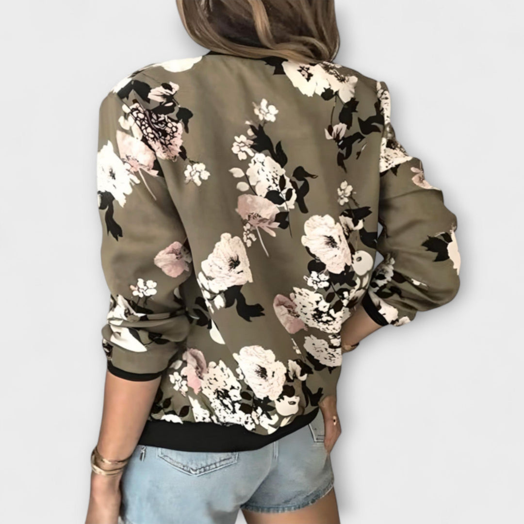 ANDREIA – Chaqueta bomber elegante con patrón floral