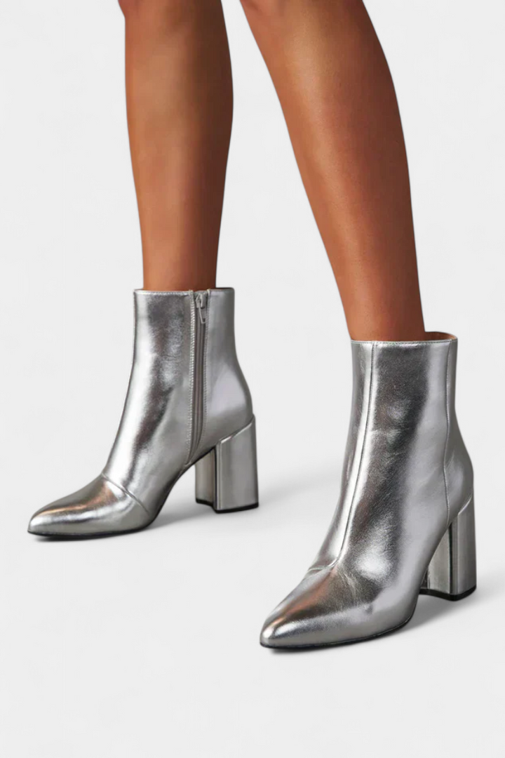 RALICA – Botas de Tobillo Metálicas Plateadas