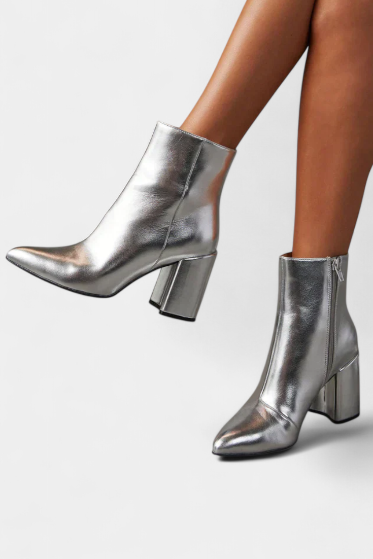 RALICA – Botas de Tobillo Metálicas Plateadas