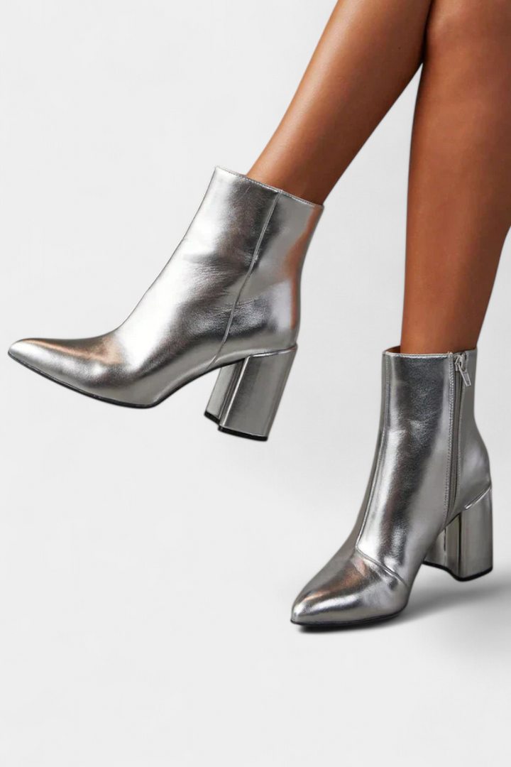 RALICA – Botas de Tobillo Metálicas Plateadas